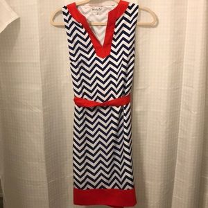 LIKE NEW Mud Pie Chevron Game Day Dress